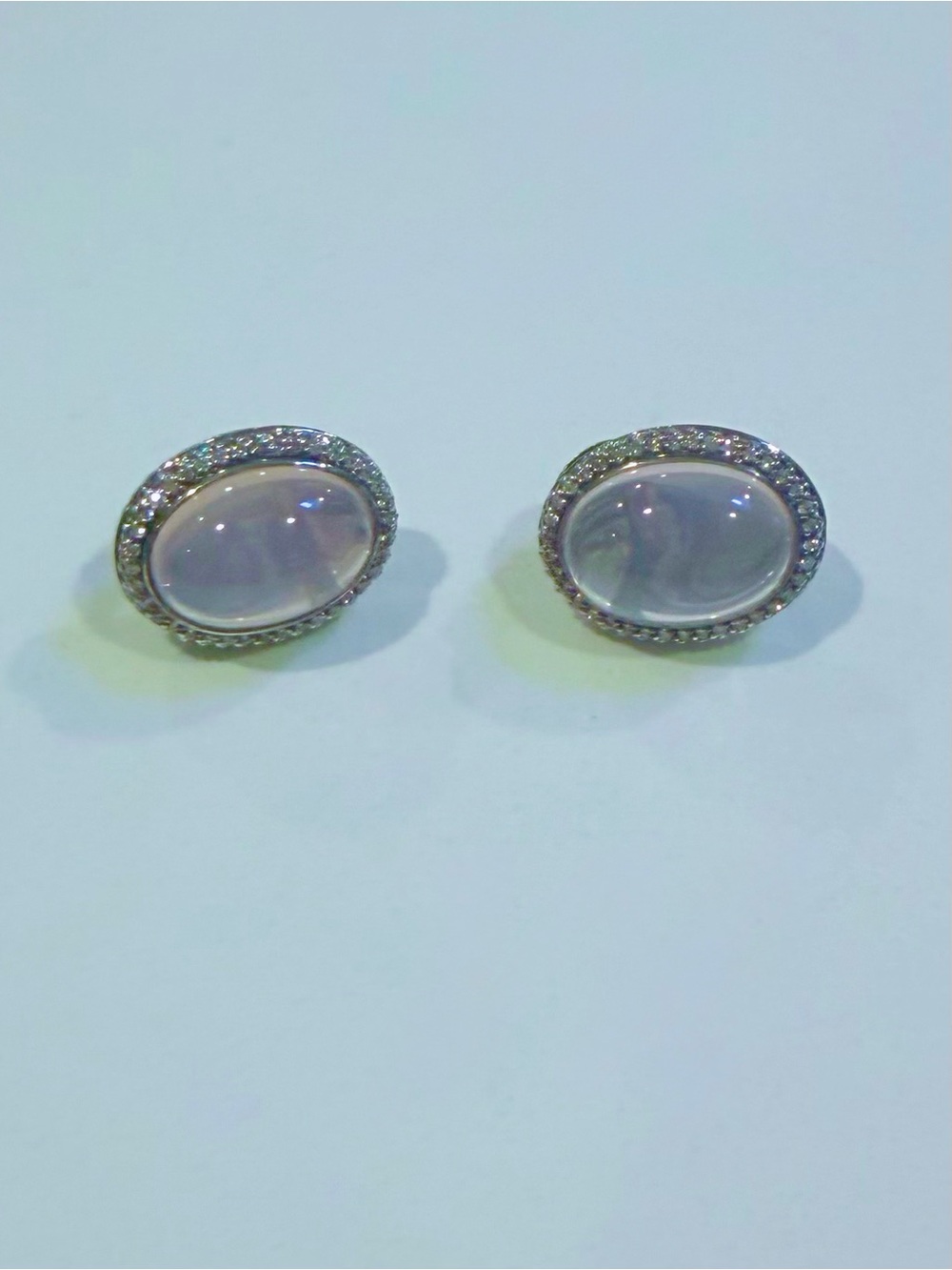 David Yurman Rose Quartz Halo Earrings- Pink & Silver